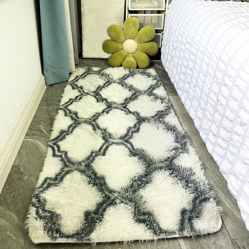 Creative Indoor Rug Argyle Print Polyester Area Carpet Stain Resistant Shag Rug for Home Decor