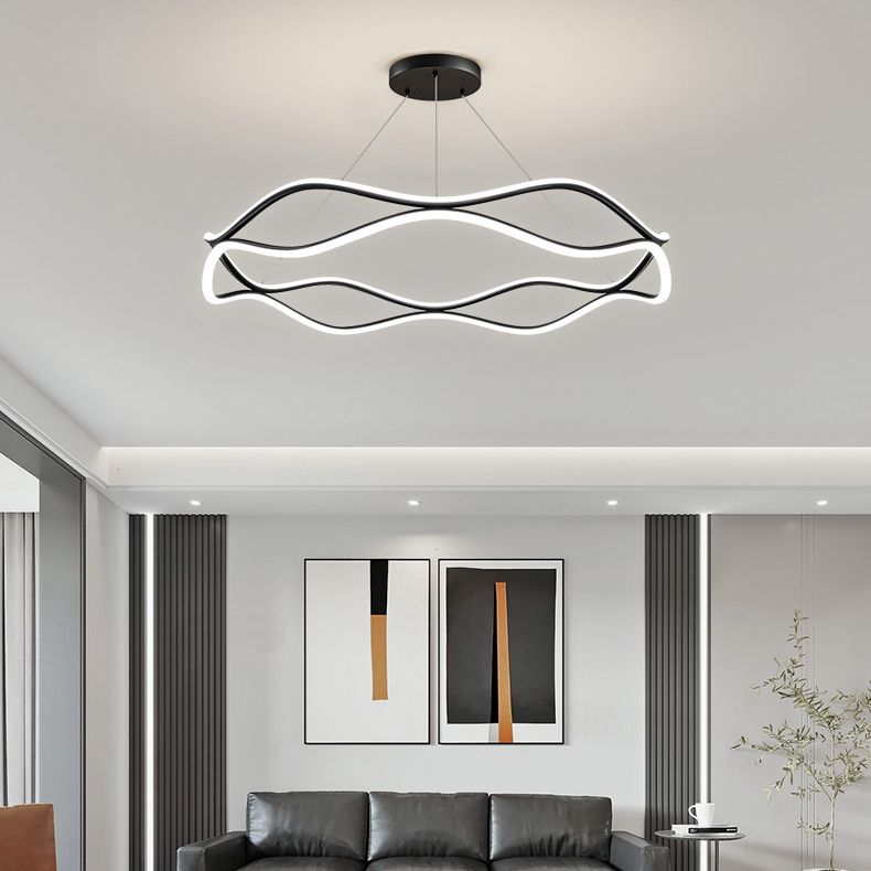 Metal Linear Shape Flush Ceiling Light Modern Style 2 Lights Flush Mount Lighting Fixtures