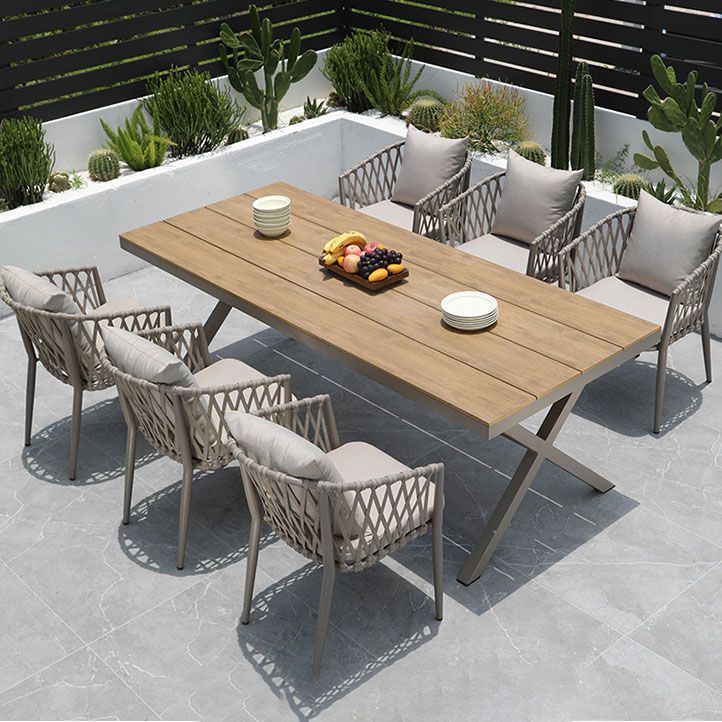 Contemporary Upholstered Outdoor Bistro Chairs Metal Patio Dining Armchair