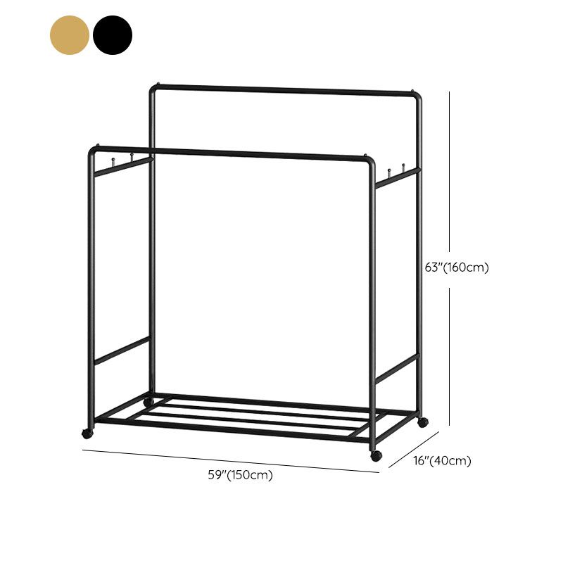 Modern Hall Stand 2 Hanging Rails and Storage Shelving Entryway Kit with Castors