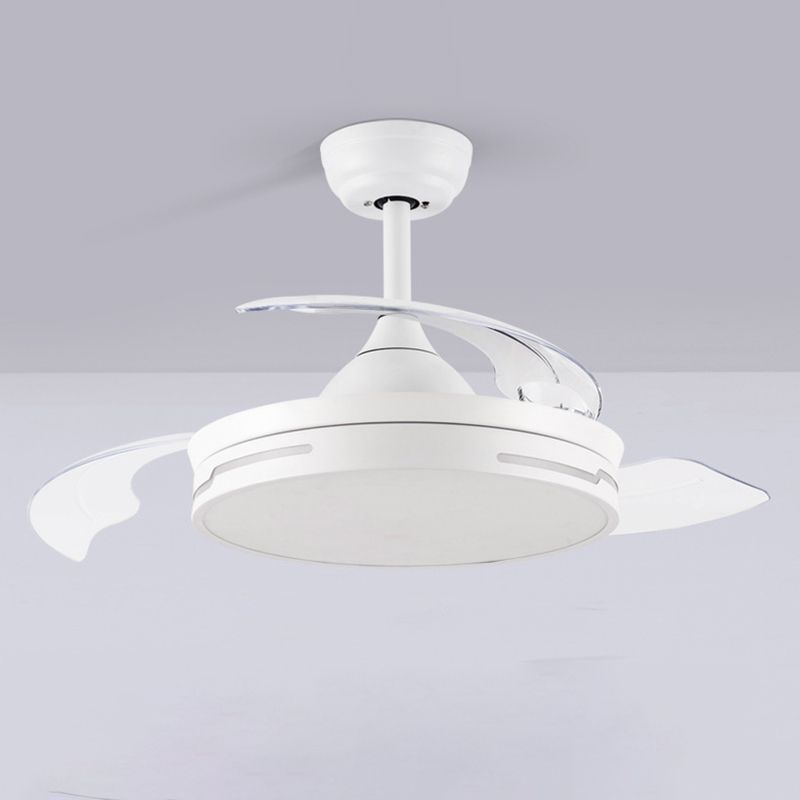 Drum Interior LED Ceiling Fan Fixture in Black / White Modern Fan Light