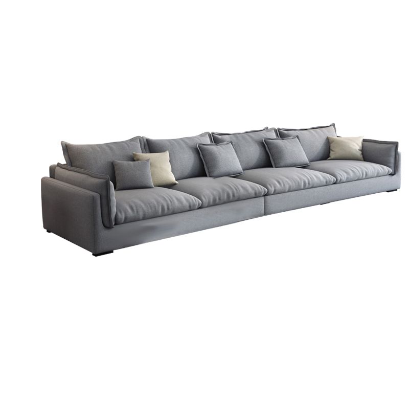 Living Room Gray Stationary Sofa Recessed Arm Standard Cushions Couch