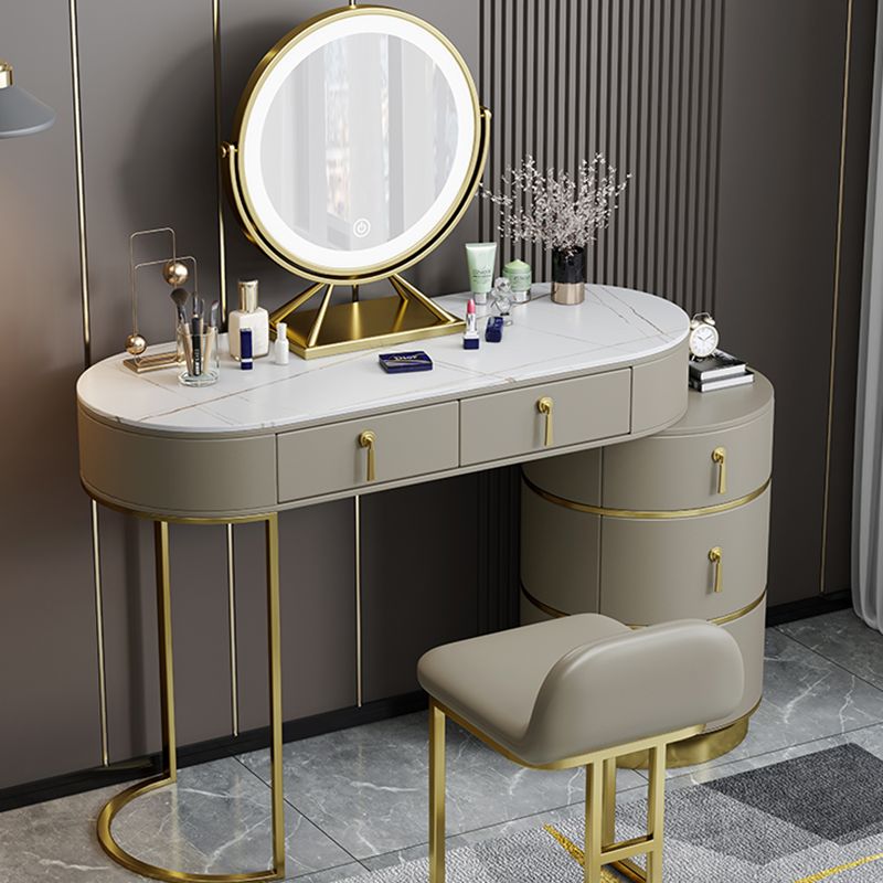 Glam Lighted Mirror Bedroom with Drawer Solid Wood Dressing Table