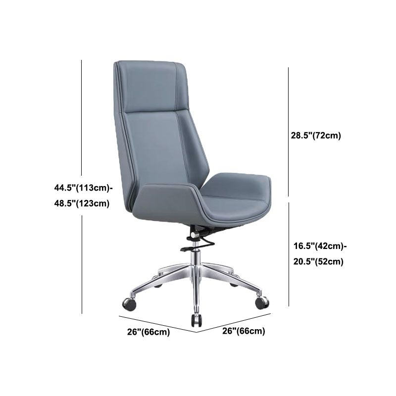 Fixed Arms Desk Chair High-back Ergonomic Leather Office Chair