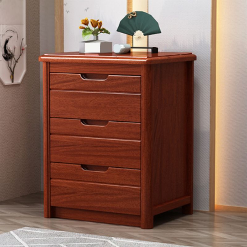 27 Inch H Nightstand Modern Solid Wood 3-Drawer Night Table in Brown