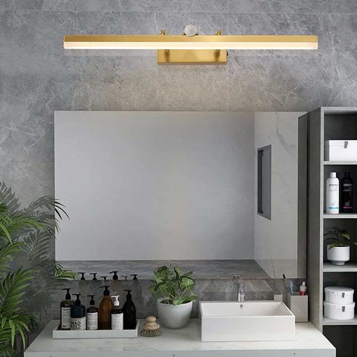 Modern Luxury Style Streamlined Wall Mounted Vanity Lights Copper Vanity Wall Light Fixtures with Intelligent Sensor