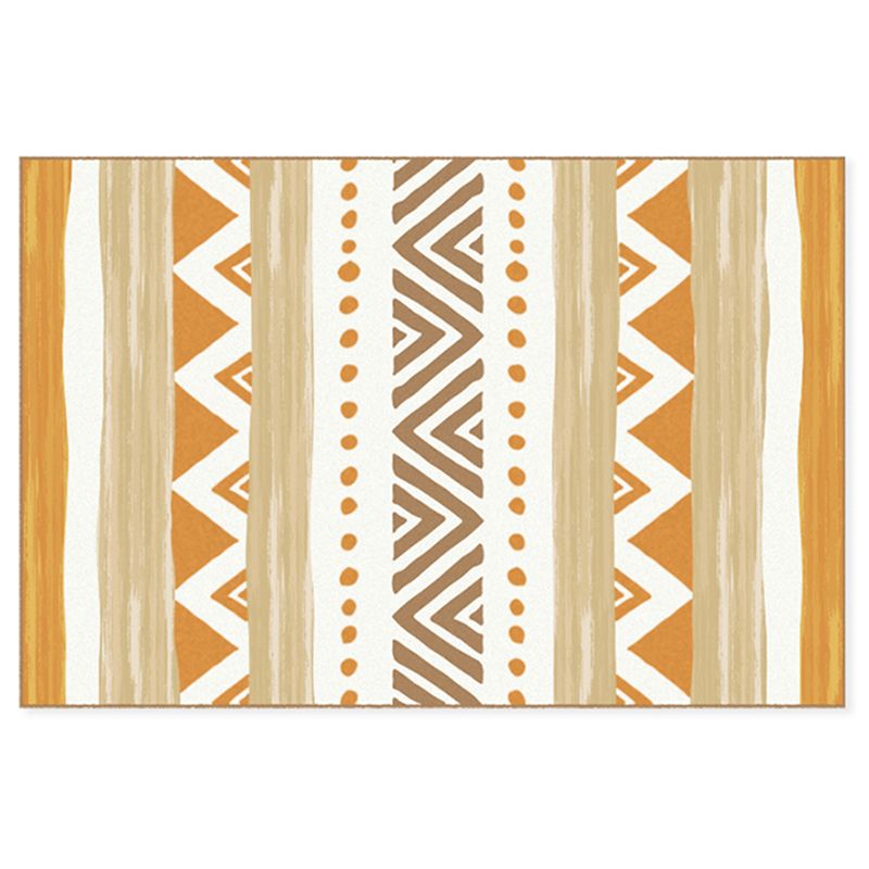 Simple Solid Color Bohemian Rug Polyester Tribal Pattern Area Rug Stain Resistant Carpet for Bedroom