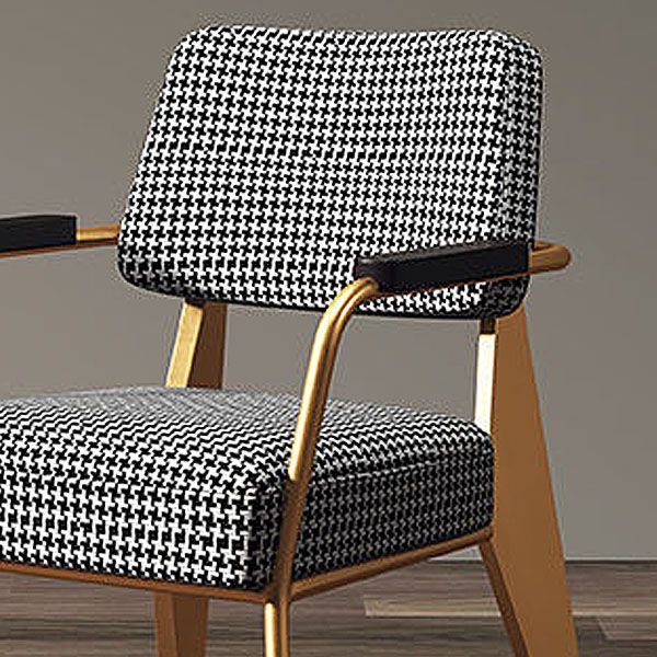 Glam Style Metal Arm Chair Open Back Dining Side Chair with Upholstered (Set of 3)