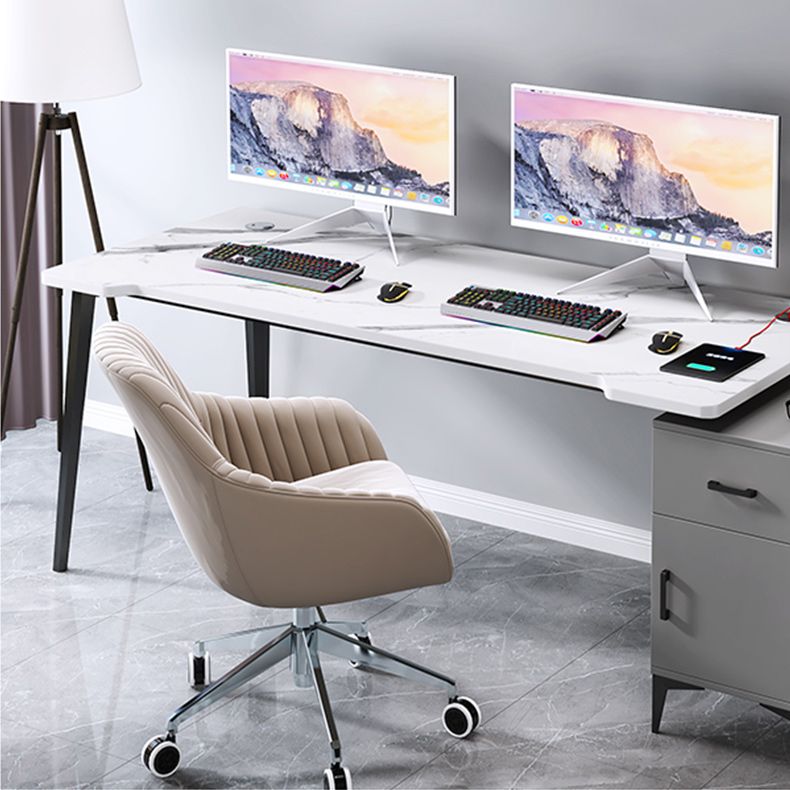 Contemporary Office Desk Home Writing Desk with Drawer and Cabinet