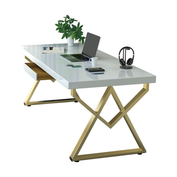 Glam Solid Wood Office Desk Rectangular Writing Desk for Office