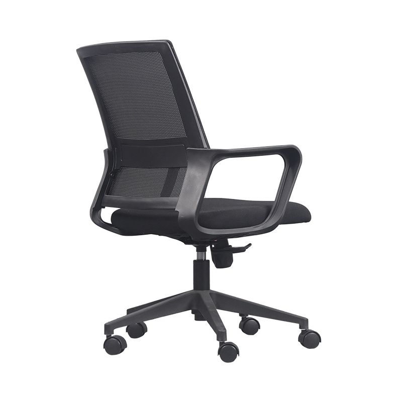 Fixed Arms Office Chair Microfiber Desk High Back Chair Wheels Lumbar Support