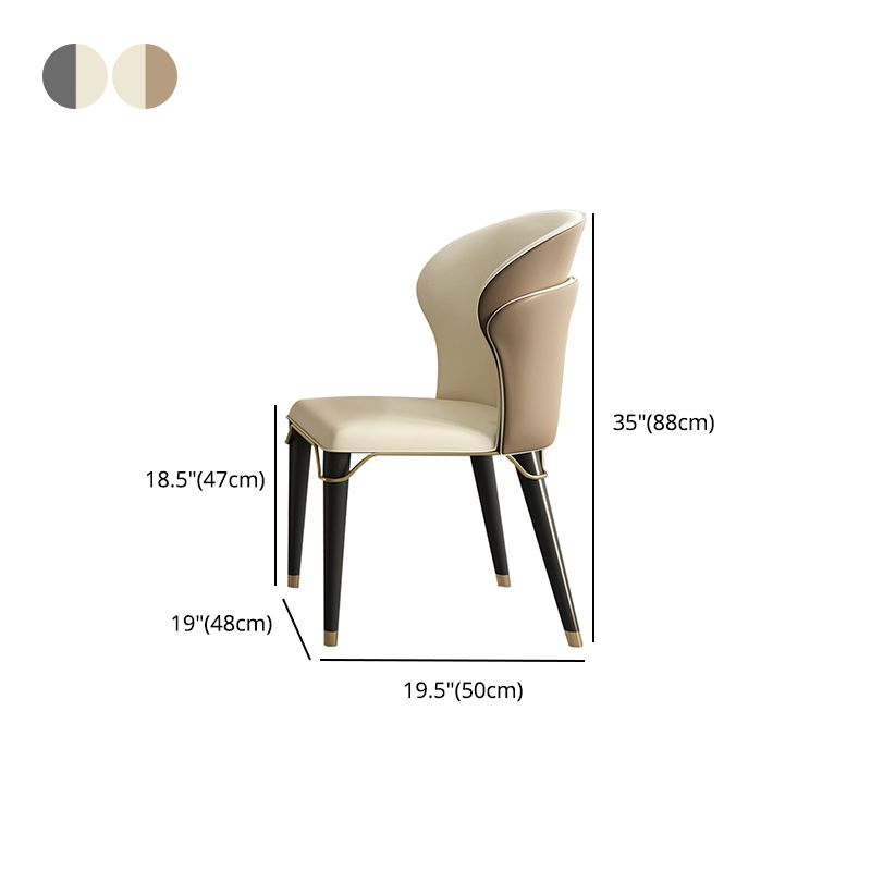 Scandinavian Leather Dining Chairs Armless Solid Back Chairs