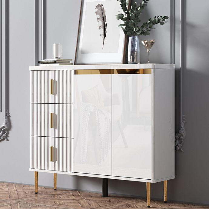 Glam Style Stone Sideboard Buffet Dining Room 34"H 3-Drawers Buffet Server in White