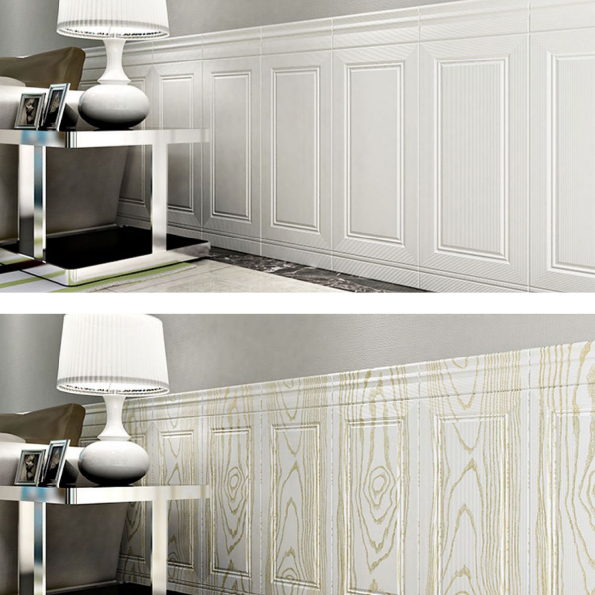 Glam Waterproof Wainscoting Solid Color Peel and Stick Indoor Wallboard