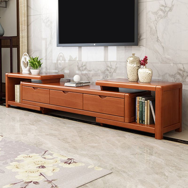 Modern Wood TV Media Stand Open Storage TV Stand with Drawers for Living Room