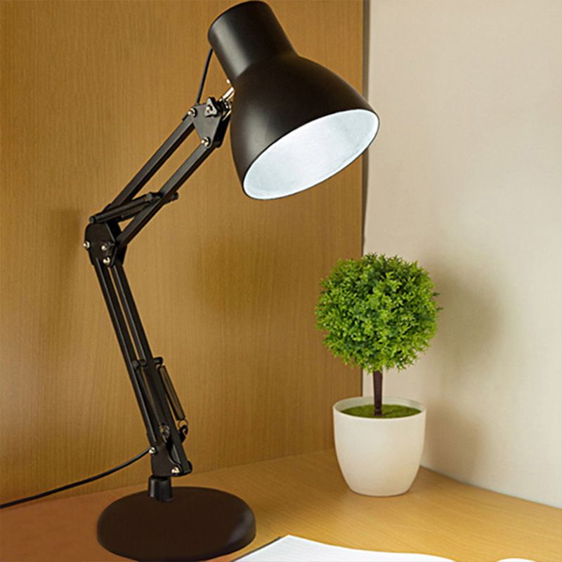 Negro 1 Luz de iluminación de tareas de luz Industrial Luz de escritorio ajustable de sombra cónica de metal en negro para oficina
