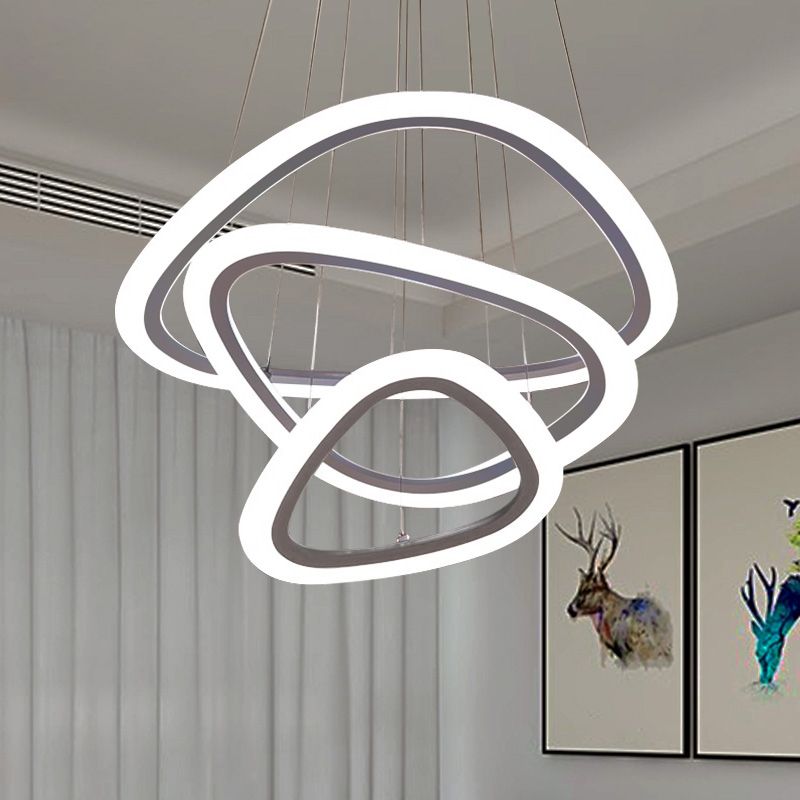 Contemporary Multi-Layer Chandelier Lights Metal Chandelier Pendant Light in White