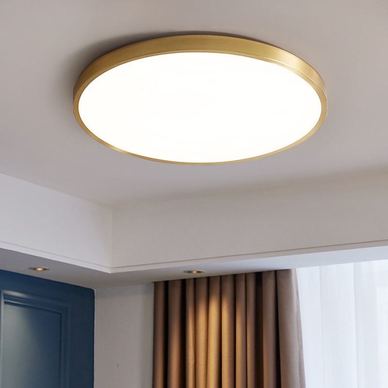 Single Golden Modernism Flush Mount Lighting Round Ceiling Light for Foyer