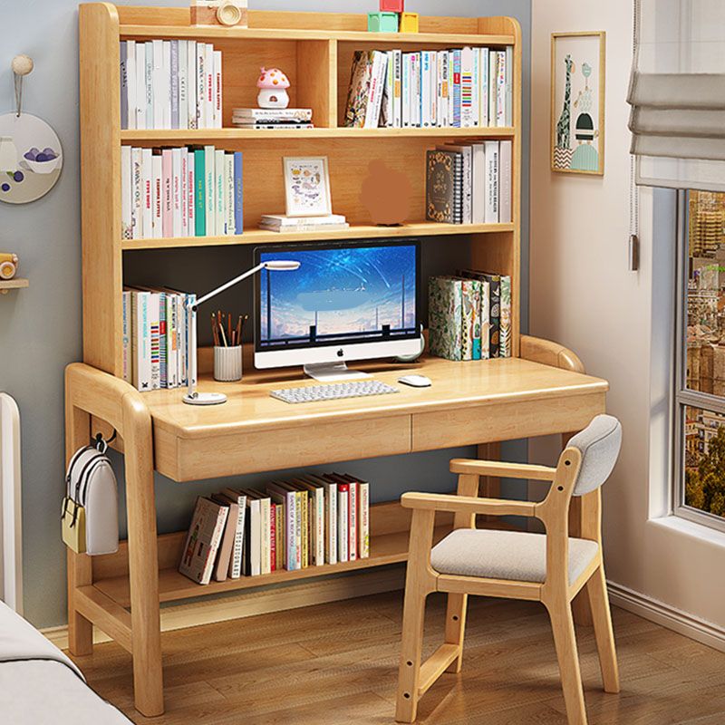 Modern Adjustable Height Writing Desk Solid Wood Home Office Desk