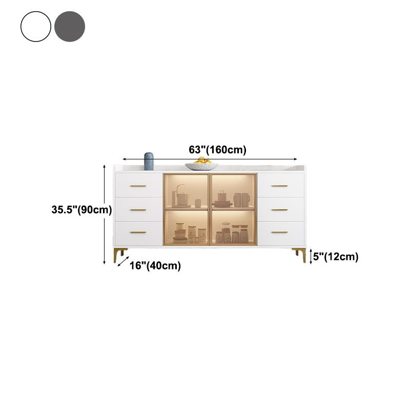 Glam Engineered Wood Sideboard Adjustable Shelving Credenza with Drawer for Living Room