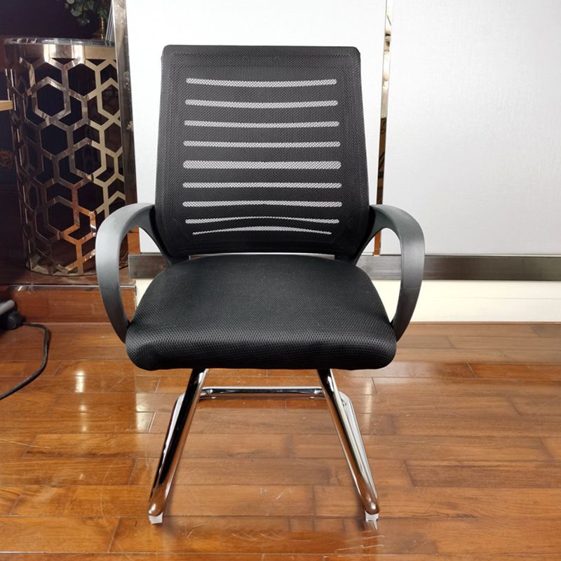 Contemporary Desk Chair No Wheels Mid-Back Office Chair with Arm