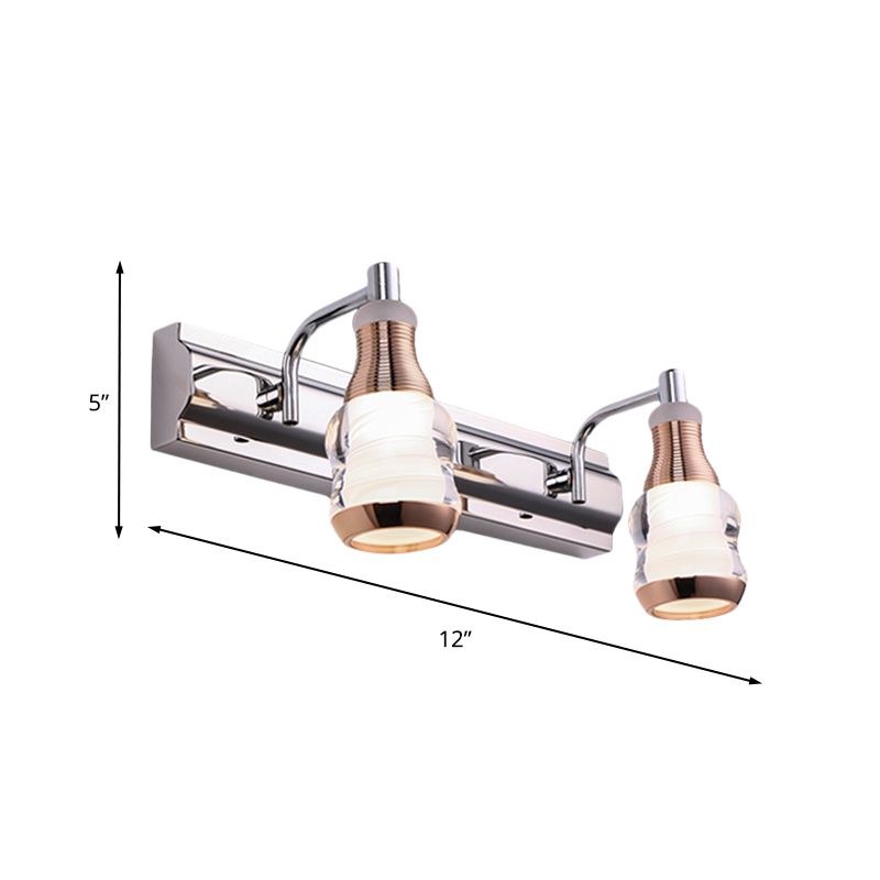 Luz de la pared de tocador lineal Lámpara de montaje de pared LED cromada de metal moderno 2/3 de 12 "/18" en luz blanca/cálida