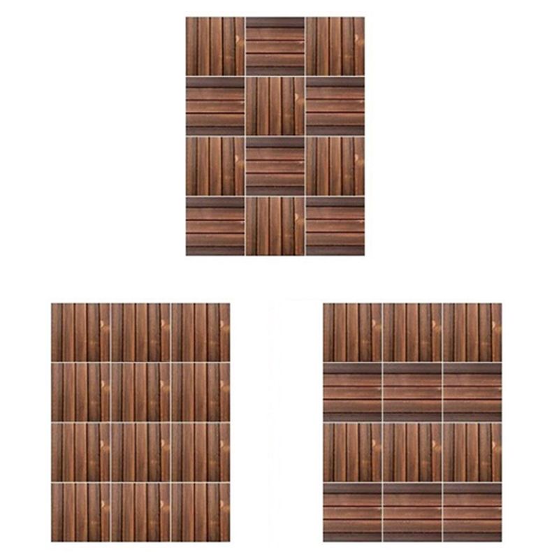 Farmhouse Square Tile Flooring Brown Pine Wood for Patio Garden