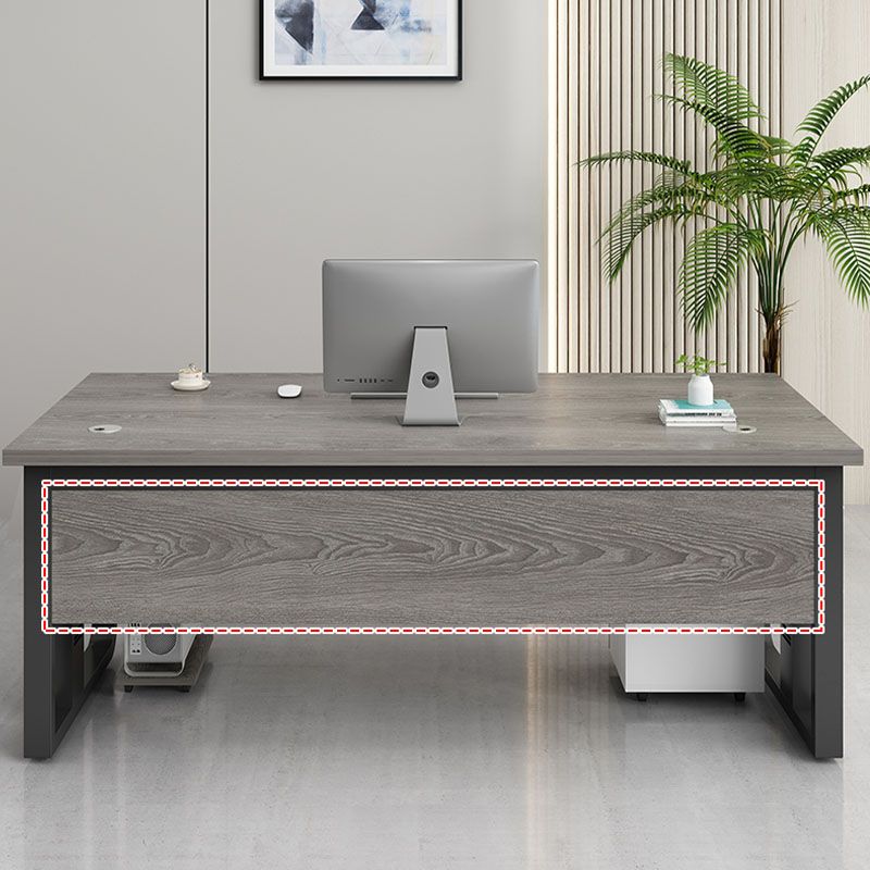 Rectangular Shaped Office Desk Wood in Grey with 2 Legs for Office