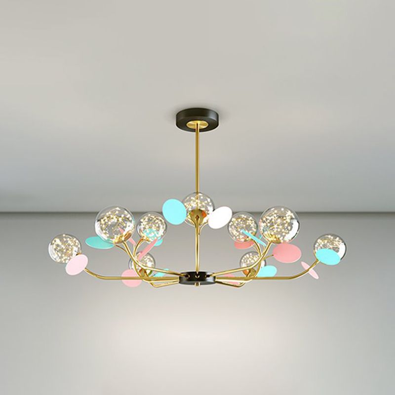 Spherical Shape Chandelier Light Modern Style Glass Multi Light Hanging Light for Kitchen