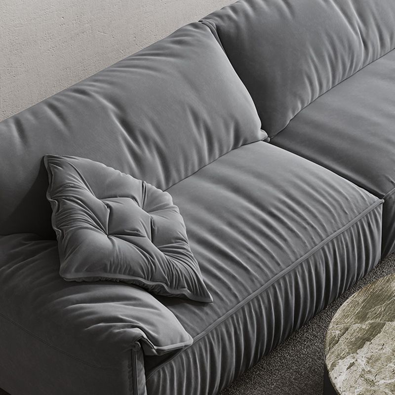 Beach Tight Back Standard Sofa 33.46"High Velvet Pillow Top Arm Sofa, Gray