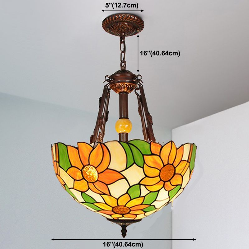 Bol inversé en vitrail suspendu lustre luminaire de style Tiffany Tiffany