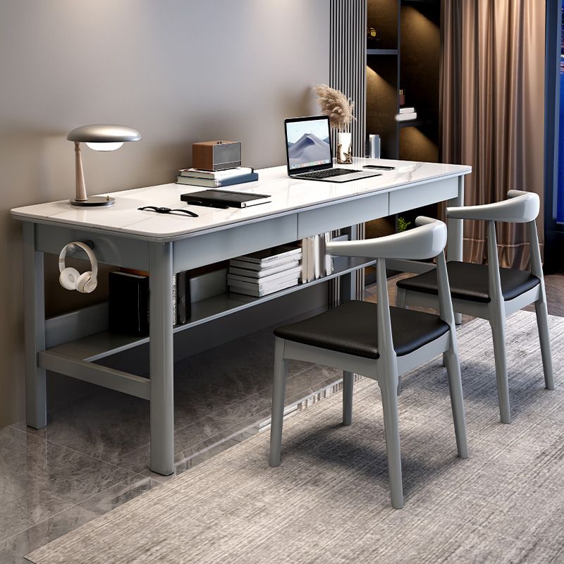 Rectangular Shaped Writing Desk Grey/White/Natural/Black Office Desk with 1/2/3 Drawers