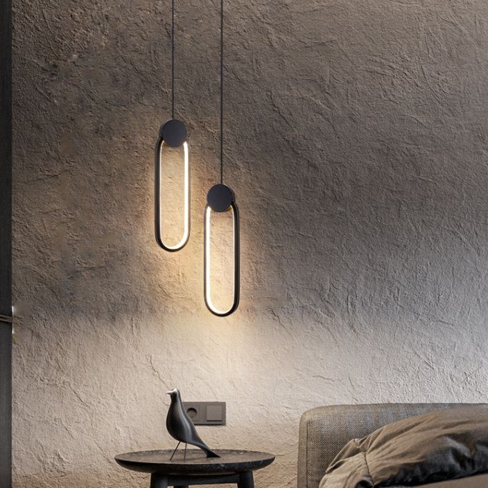 Geometric Aluminium LED Pendant Light in Modern Simplicity Wrought Iron Hanging Light with Silicone Shade