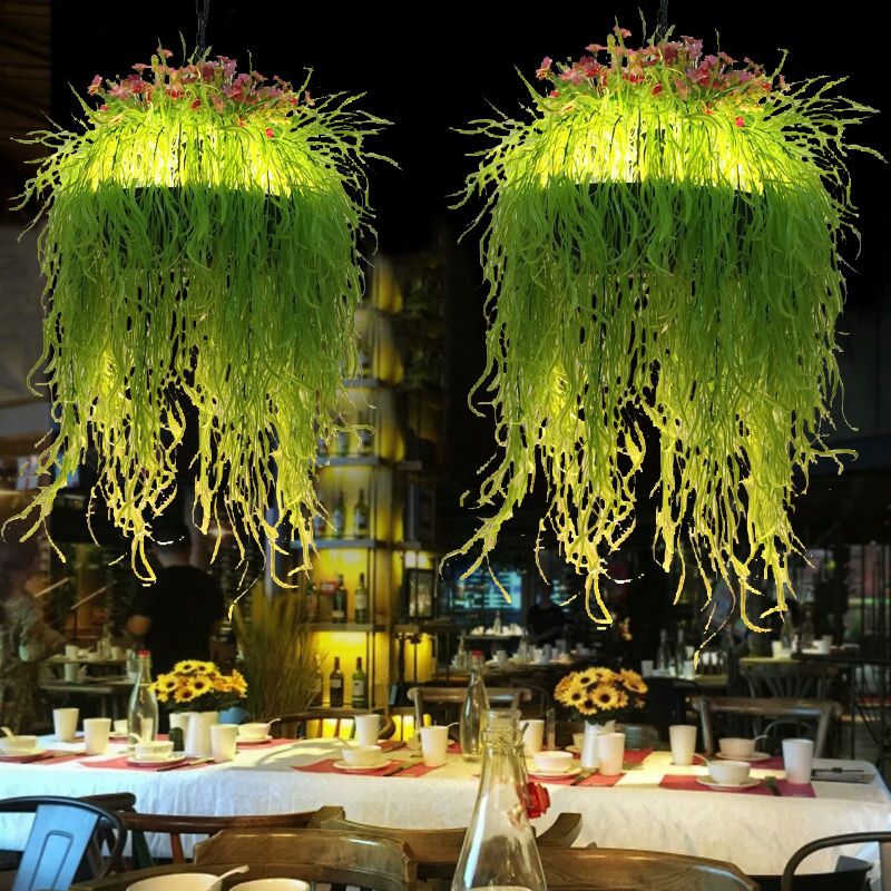 1 licht metaal omlaag verlichting antieke groene zeewier restaurant LED hanglamp lampbevestiging