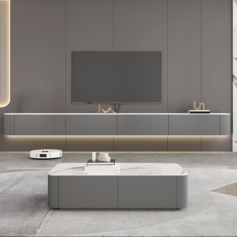 Contemporary Media Console Floating Stone Stand Console for Living Room