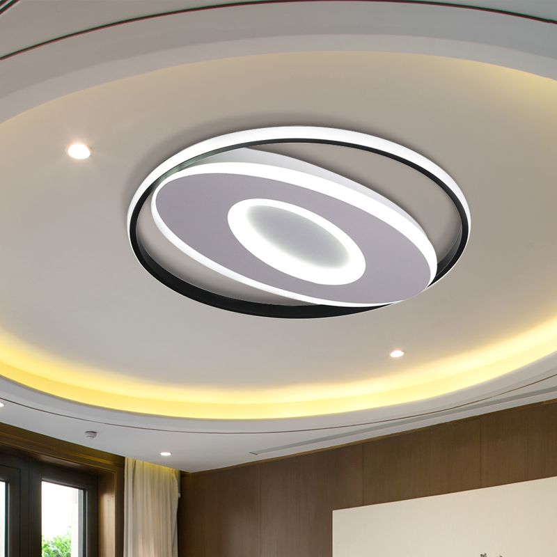 16"/19.5"/23.5" Oval Flush Mount Lights Modern Acrylic Unique Ceiling Light Fixture in Warm/White