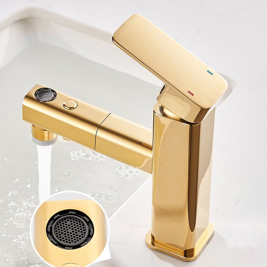 Luxury Pull-out Sink Faucet Cubic Low Arc Vessel Bathroom Faucet