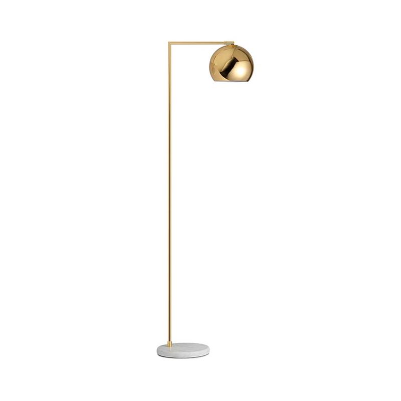 Arch/Right Angle Swivelable Floor Lighting Postmodern Metal 1-Light Gold Standing Lamp with Dome Shade