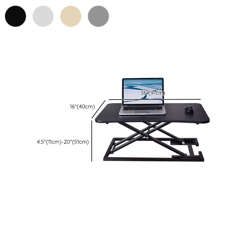 Rectangular Shaped Folding Standing Desk Converter Wood with Metal Base