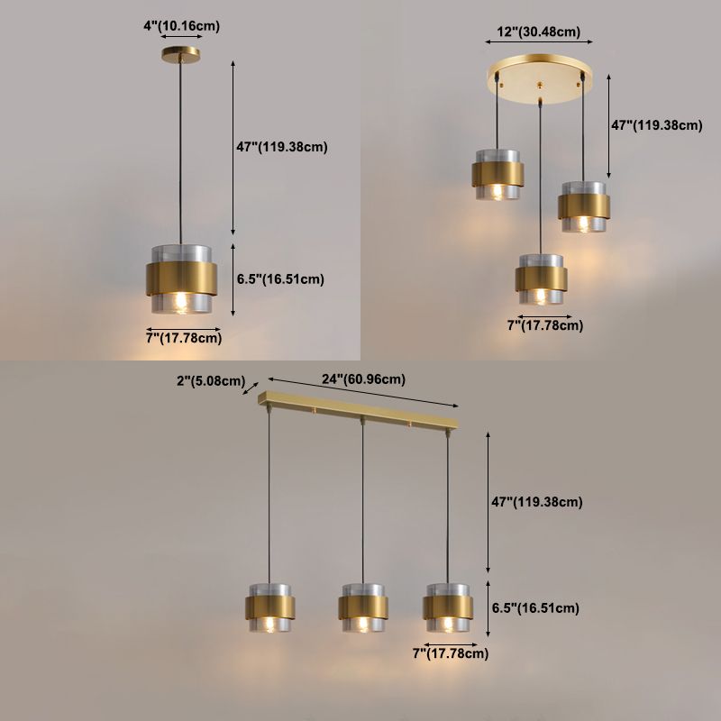 Postmodern Ceiling Lamp Cylinder Shape Bulb Pendant Light with Glass Shade for Bedroom