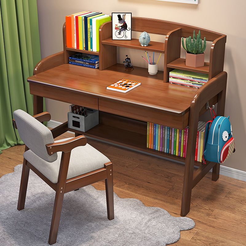 Solid Wood 23.6"W Kids Desk Writing Desk with Drawers and Chair Set Bedroom