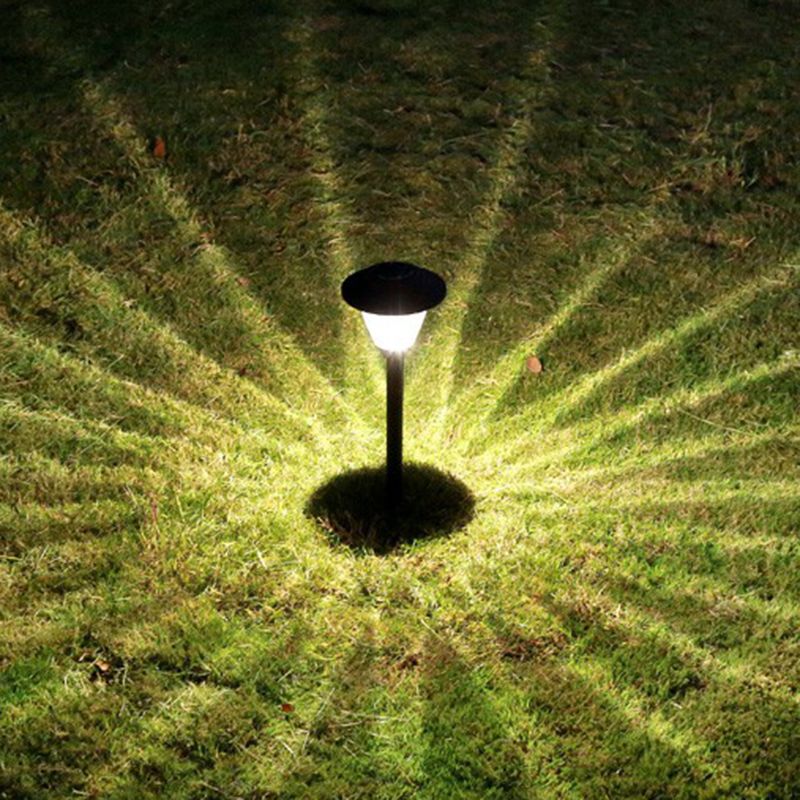 Conical LED Solar Path Light Simple Style Clear Ribbed Glass Garden Stake Lighting