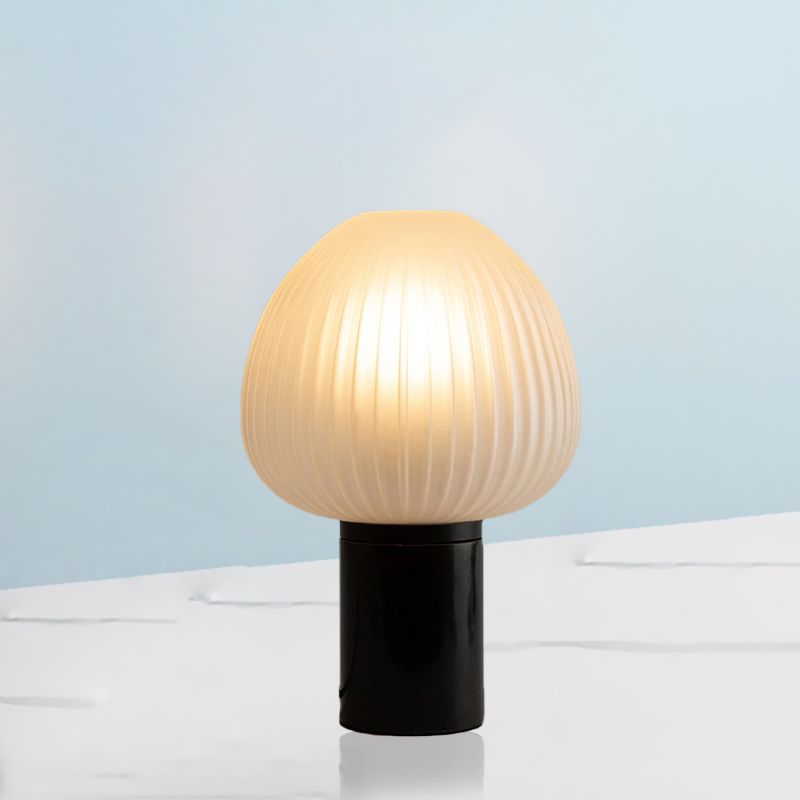 Milk White Prismatic Glass Onion Desk Light Modern LED Black Table Lamp for Bedroom