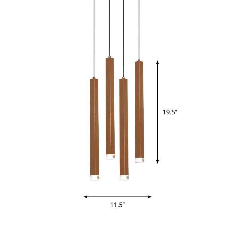 Oro Slim Cuboid Metal Suspension Luce semplice Stile 1/4/5 Light Bar Light Impicchaling in calda/bianco