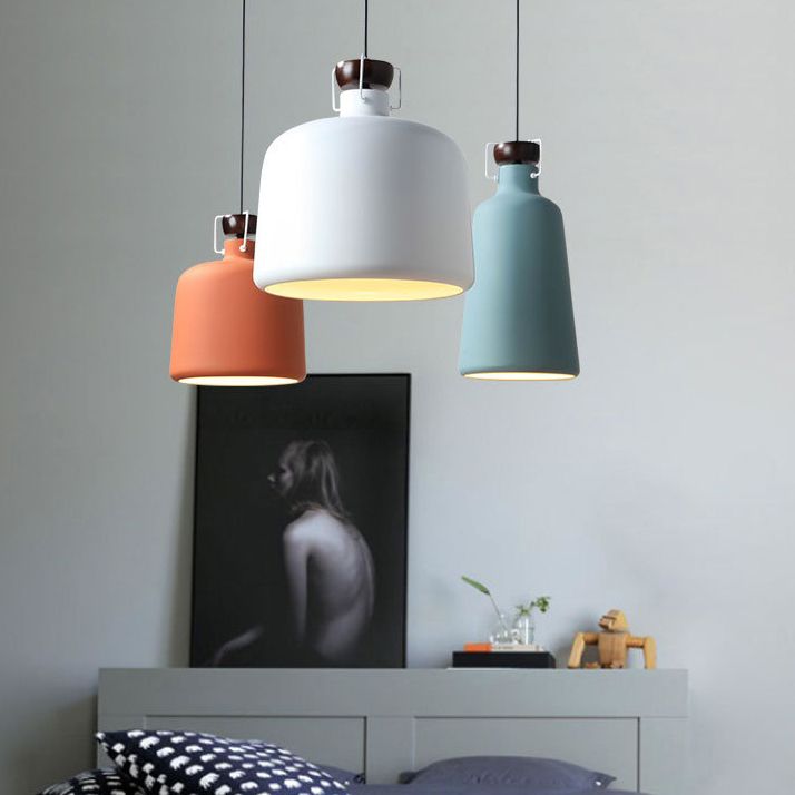 Metallic Jar Shape Pendant Light 1 Light Nordic Style Hanging Lamp for Kitchen Dining Table