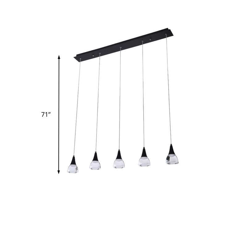 Conical Cluster Drop Pendant Modern Acrylic 5/6-Light Black Hanging Ceiling Light for Bedroom Living Room