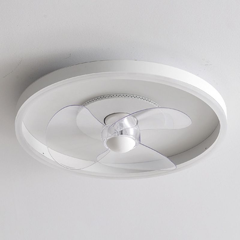 Contemporary 2-Light White Ceiling Fan Lamp LED Ceiling Fan Light for Bedroom