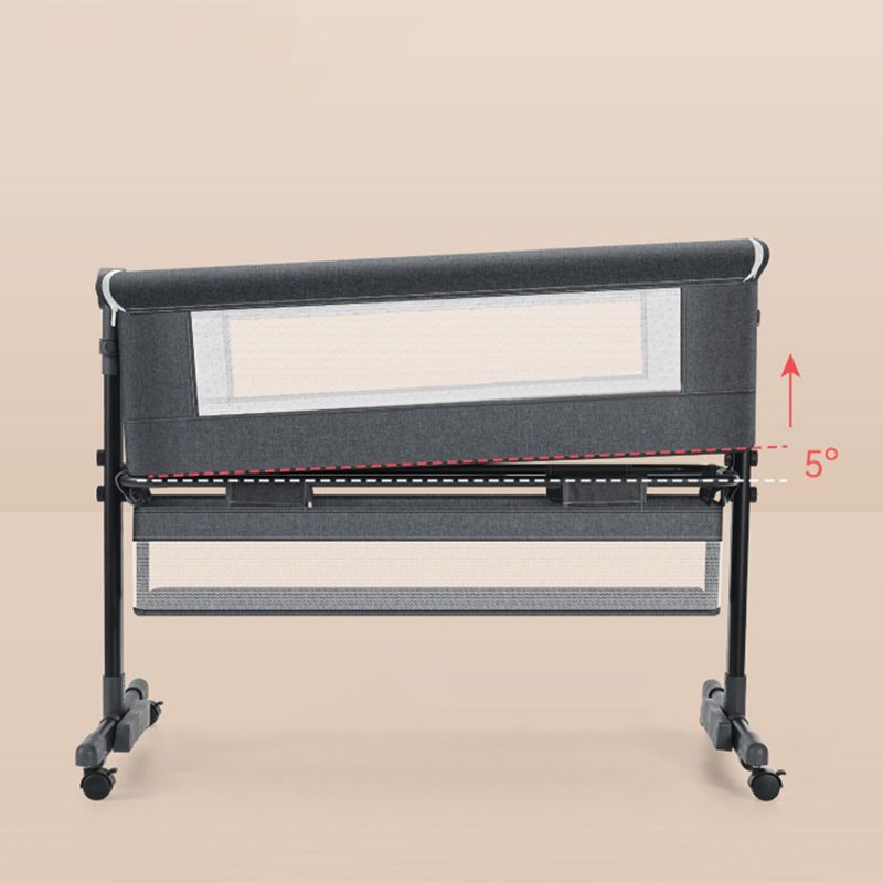 Metal Rectangle Bedside Crib Gliding Folding Crib Cradle for Baby