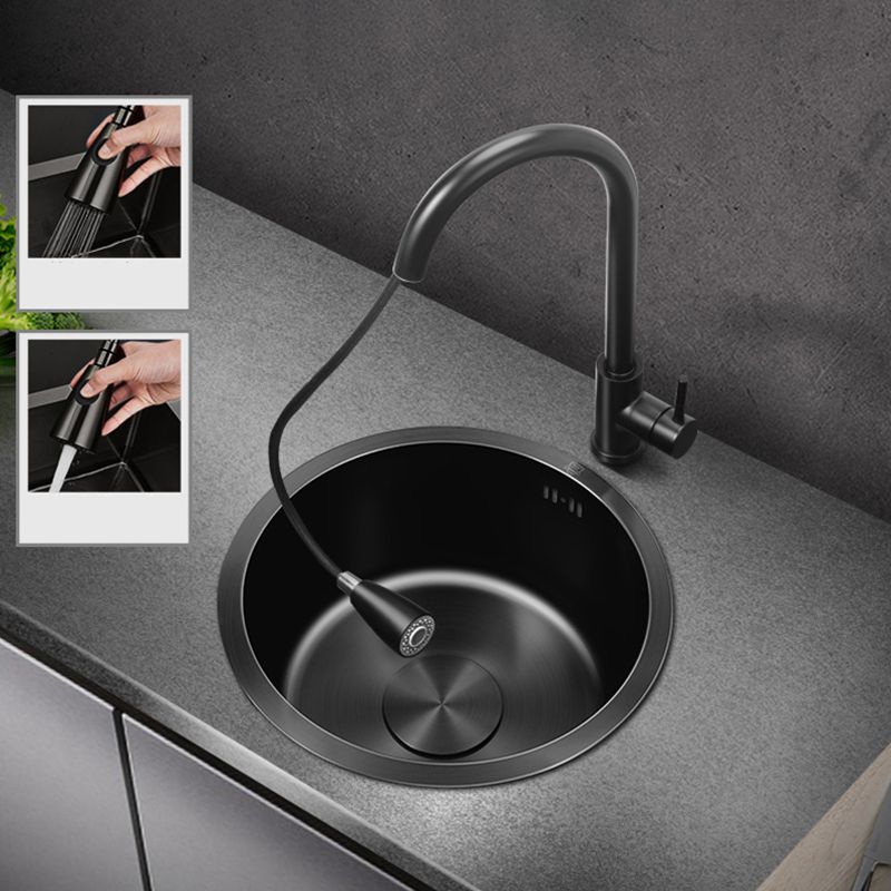 Classic Round Sink Stainless Steel Drop-In Friction Resistant Round Sink for Kitchen