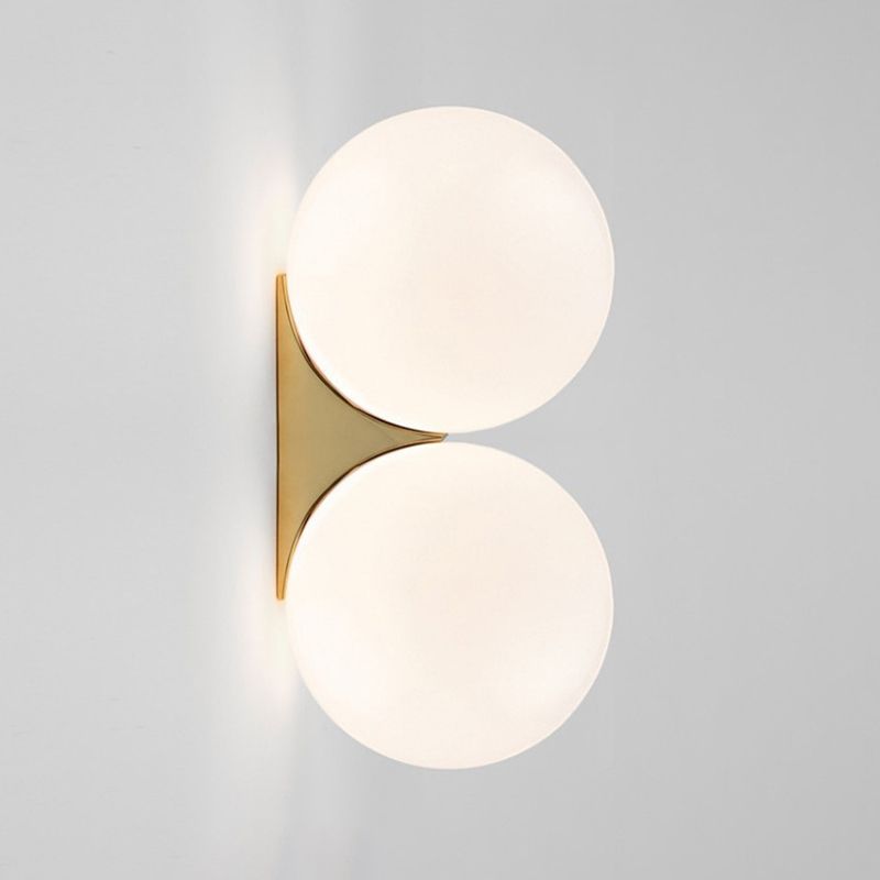 1 / 2 - Light Cream White Bathroom Vanity Lighting in Gold Iron and Glass Bath Sconce